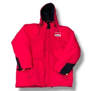 Vintage 90s Marlboro Country Store Parka Red Nylon Jacket Men’s Size Large